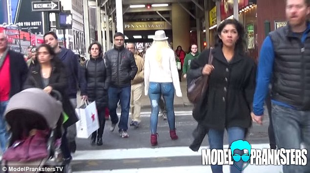 This Girl Walks Through New York City Wearing Nothing But Painted Jeans
