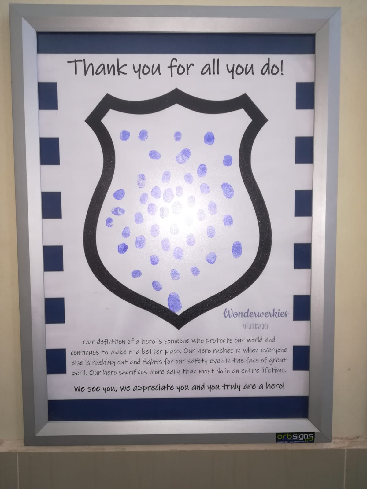 Appreciation poster presented to SAPS Mount Road by kids - Eastern Cape